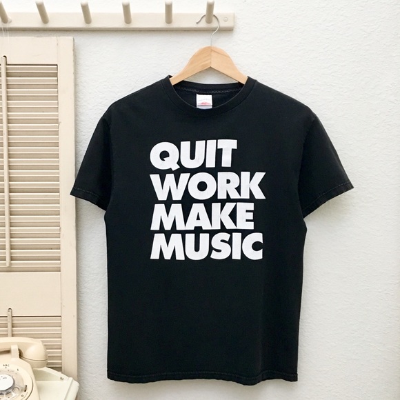 Vintage Other - 90s Quit Work Make Music Graphic Men’s T-Shirt, M